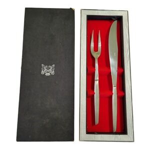 Mid Century Modern Raimond Stainless Steel Carving Knife &  Fork Boxed Set Italy